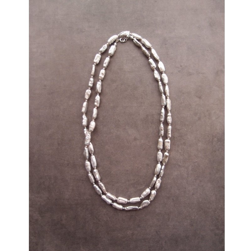【SV】Stick Pearl Long Necklace 　スティックパール ロングネックレス　Gray - 項鍊 - 寶石 灰色
