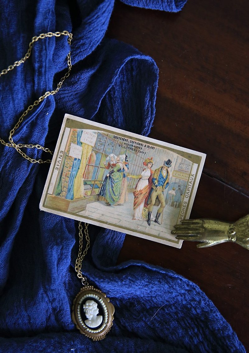歐洲 法國古董小卡片 - 卡片/明信片 - 紙 金色