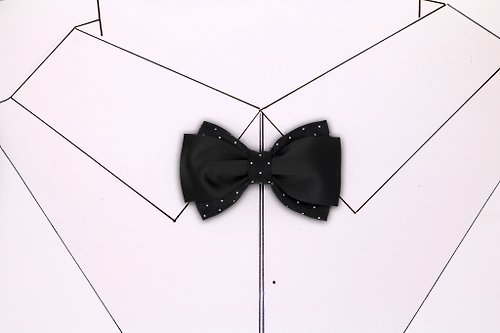 小可愛和小領帶 黑色真絲雙層波點領結紳士風蝴蝶結