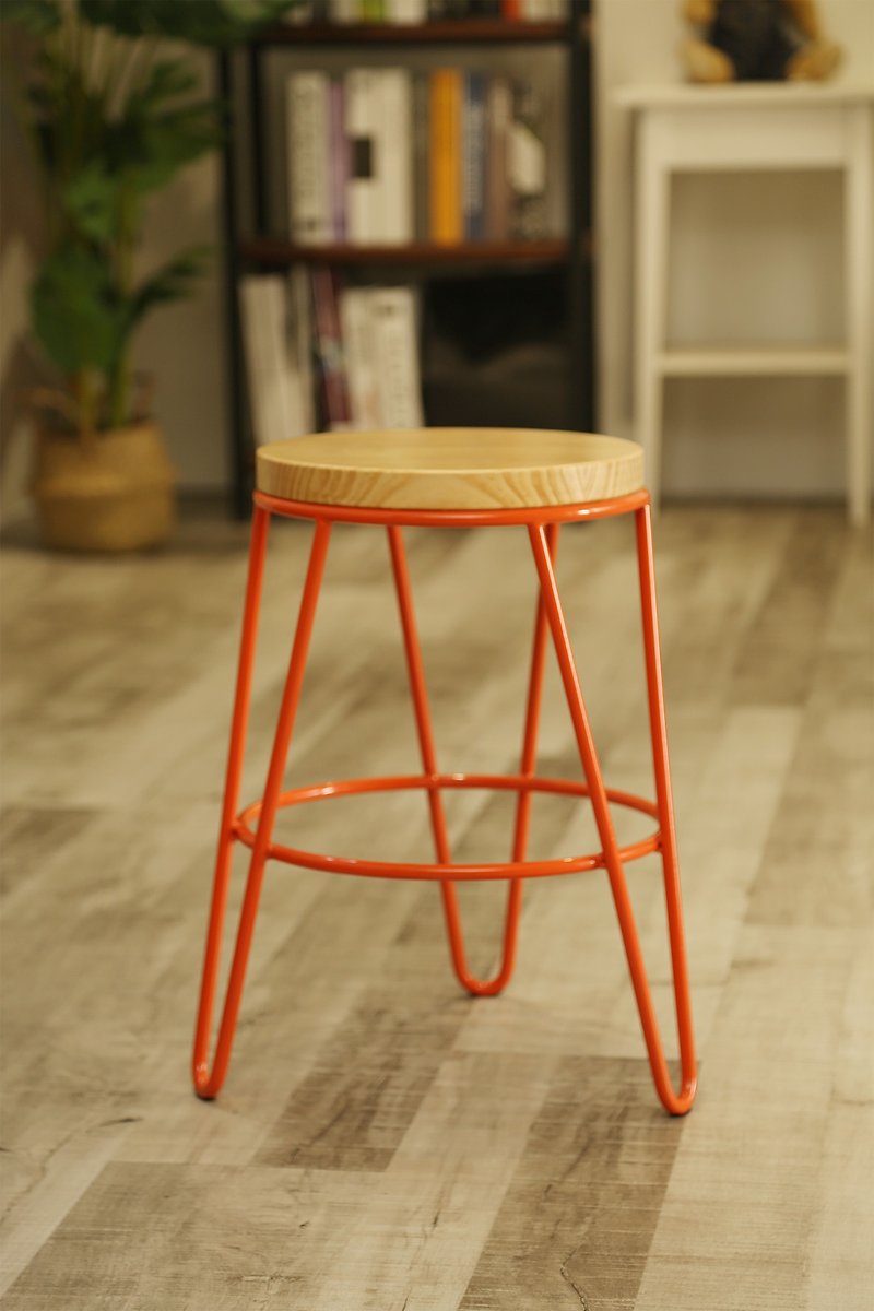 Industrial style_solid fine iron shape high stool/dining chair/commercial space - เฟอร์นิเจอร์อื่น ๆ - โลหะ สีส้ม
