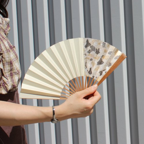 folding fan writer yasuto yonehara 京扇子 箔彩 ベージュ