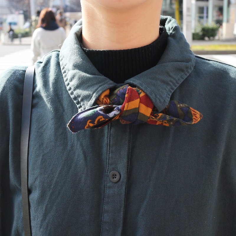 JOJA│Japanese old cloth handmade long scarf/kerchief/headband/hand strap - Scarves - Cotton & Hemp Multicolor