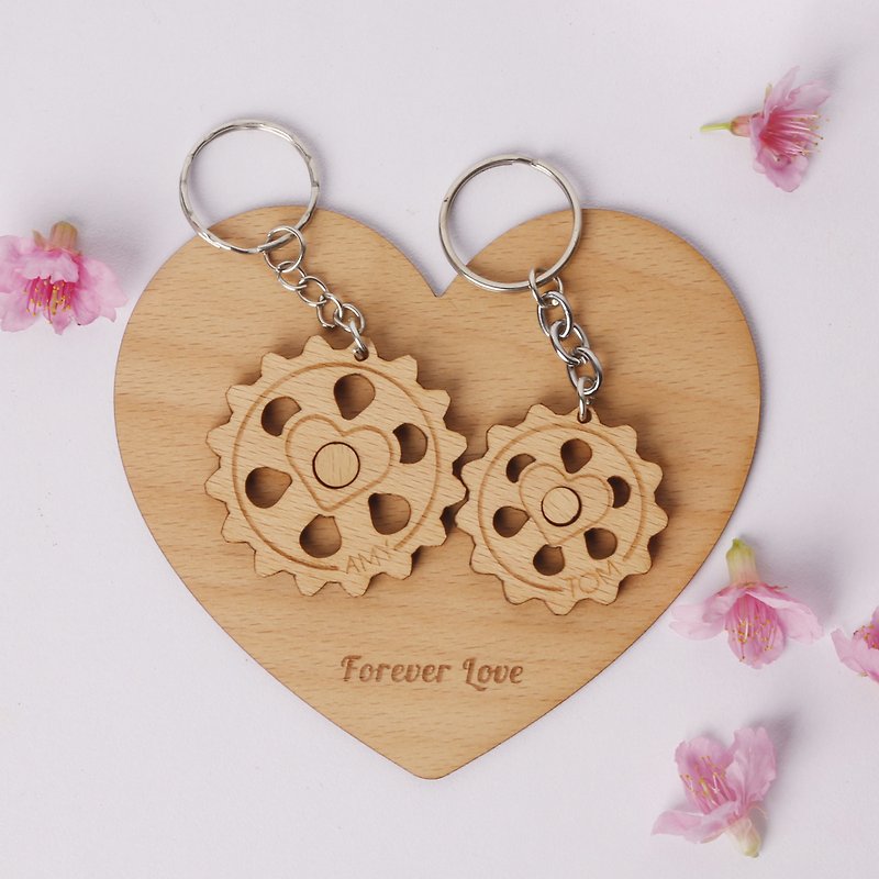 (Gift Lettering) Turn for You-Customized Key Ring ─ Valentine's Day Gift Giving Pack Plus Lettering - Keychains - Wood Brown