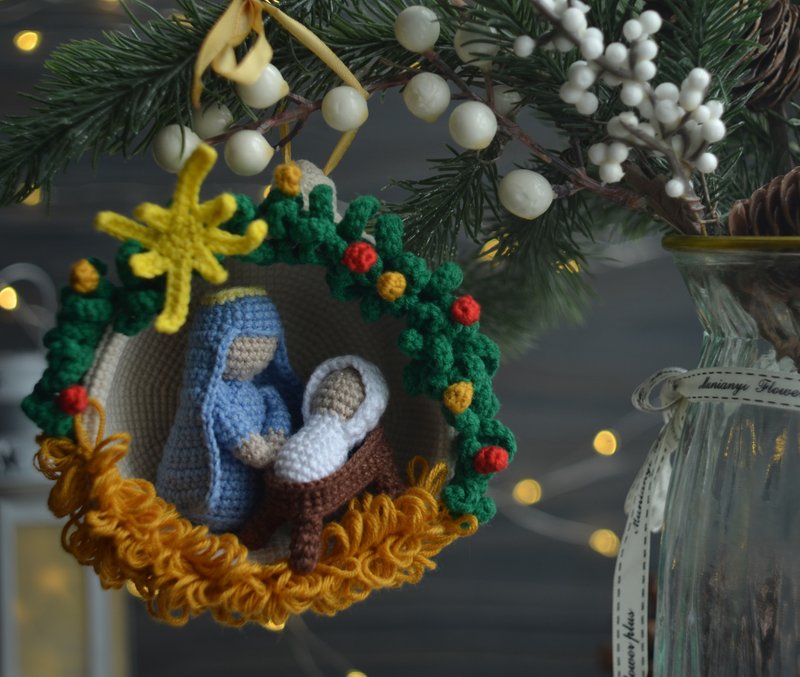 Christmas Tree Ornament Virgin Mary with Child, Crochet pattern - 線上教學/教學影片 - 其他材質 