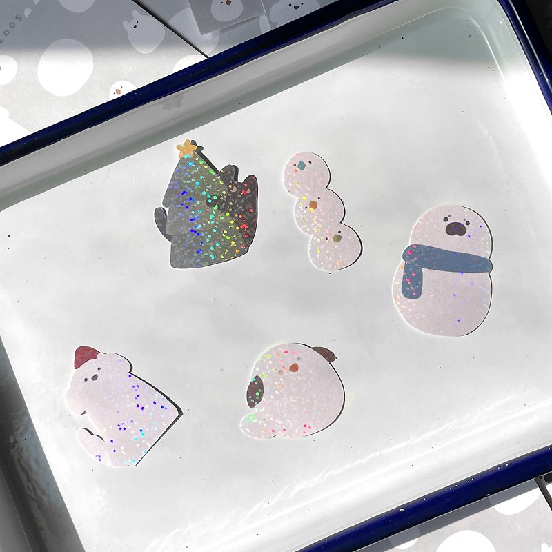 Christmas Animals - Waterproof Sticker Pack 5pcs - สติกเกอร์ - กระดาษ หลากหลายสี