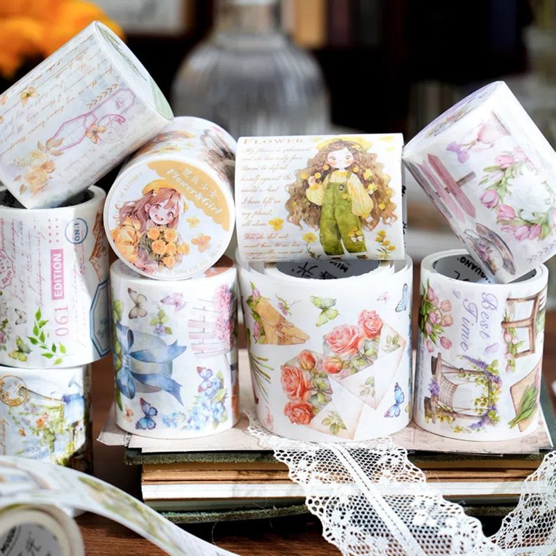 [Street Scenery] Girl Scenery and Paper Notebook Tape Basic Practical Collage DIY Material Stickers - Washi Tape - Paper 