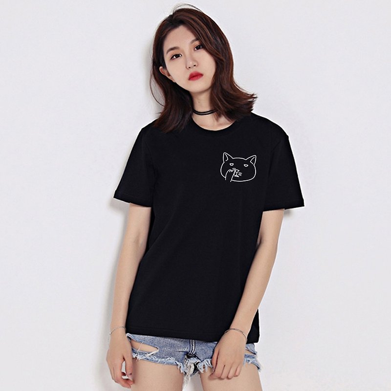 Pocket Nose Picking Cat unisex black t shirt - Women's T-Shirts - Cotton & Hemp Black