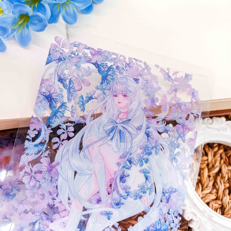 WF618 優游月色B  Blue Flower Fairy 1B/ 晶透書寫墊 - 其他 - 塑膠 多色