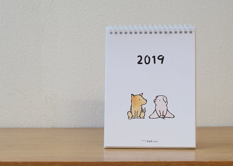豚暦2019年 - カレンダー - 紙 ホワイト
