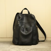 MORGAN ブラック クラシック 牛革 ジッパー バックパック