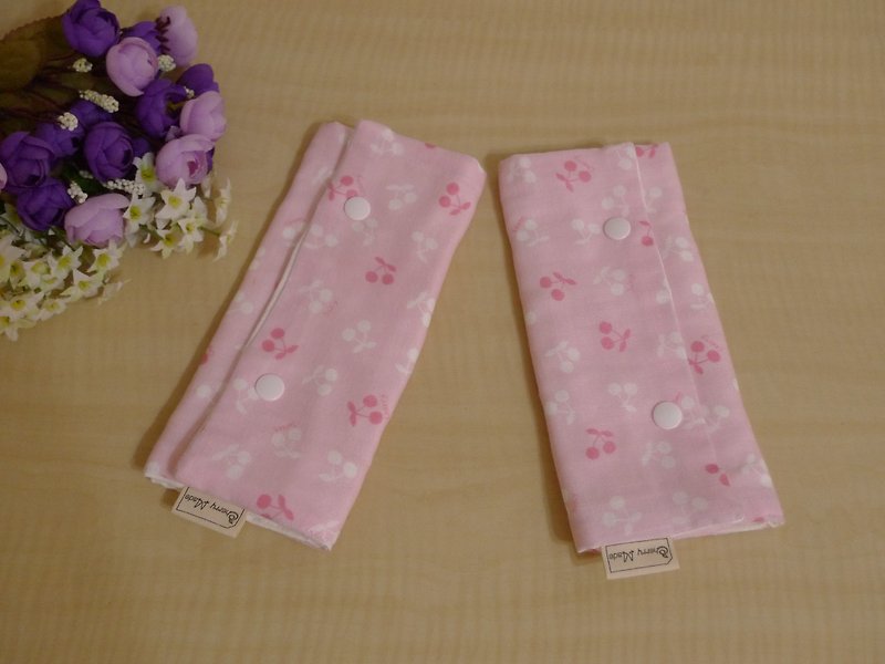 小櫻桃-揹帶口水巾 - 圍兜/口水巾 - 棉．麻 粉紅色