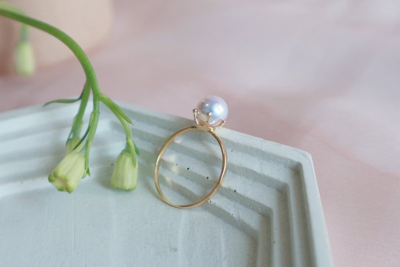 18k gold celestial pearl seawater pearl ring - แหวนทั่วไป - ไข่มุก 