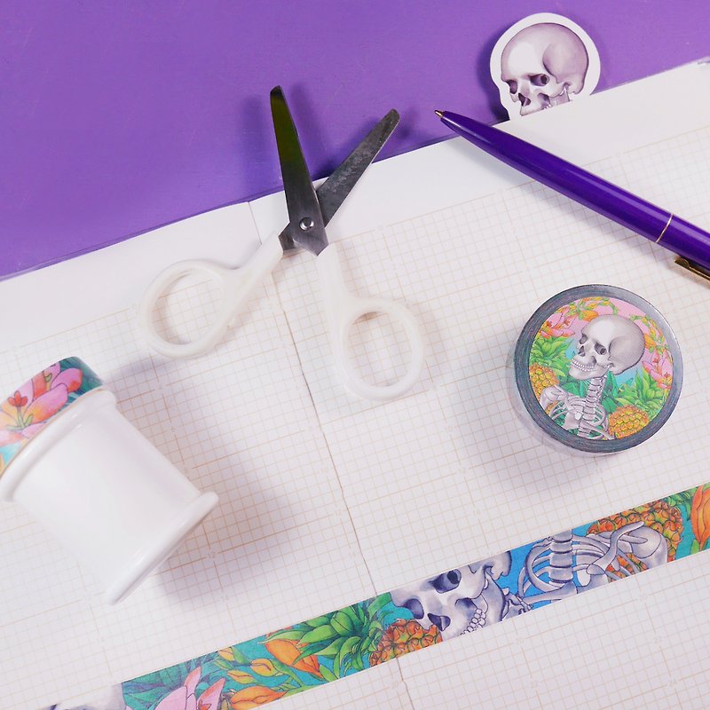 Floral Skulls - Masking Tape - Washi Tape - Paper Purple