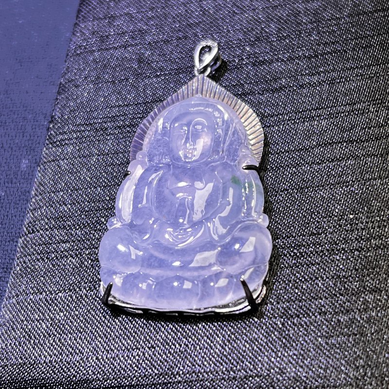 Ice Jade Guanyin Bodhisattva Necklace 925 Sterling Silver | Natural Burmese Jade A-grade | Gift - สร้อยคอ - หยก ขาว