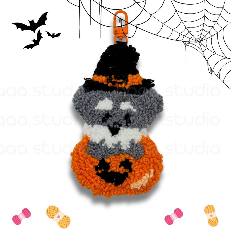 [Full set of DIY material package] Russian embroidery PUNCHNEEDLE l Halloween series-Pumpkin Dog - เย็บปัก/ถักทอ/ใยขนแกะ - ผ้าฝ้าย/ผ้าลินิน หลากหลายสี