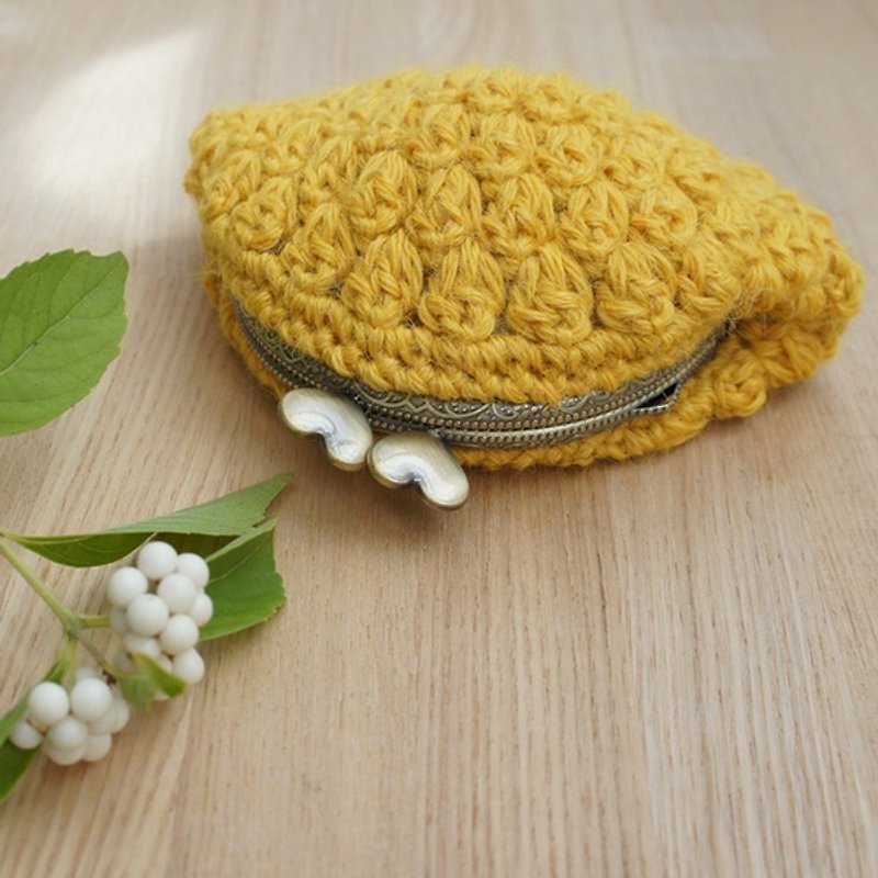 Ba-ba handmade ☆ Popcorn crochet coinpurse (No. C853) - กระเป๋าใส่เหรียญ - วัสดุอื่นๆ สีเหลือง