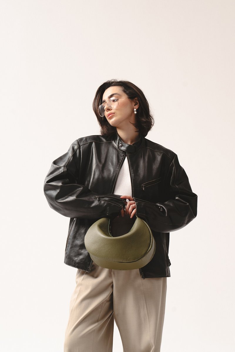 Hedera Leather Shoulder Bag | Minimalist Handmade Purse | Leather Handbag - 手提包/手提袋 - 真皮 綠色