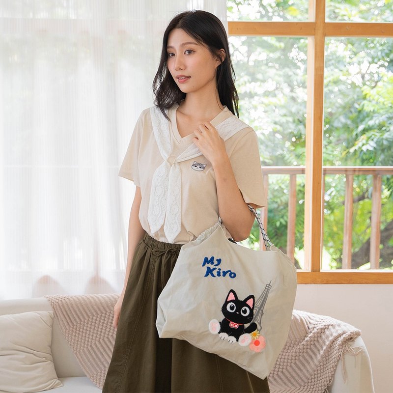 隨行收納袋 小黑貓 精緻繡藝  手提 肩背包【300035】 - 側背包/斜孭袋 - 防水材質 藍色