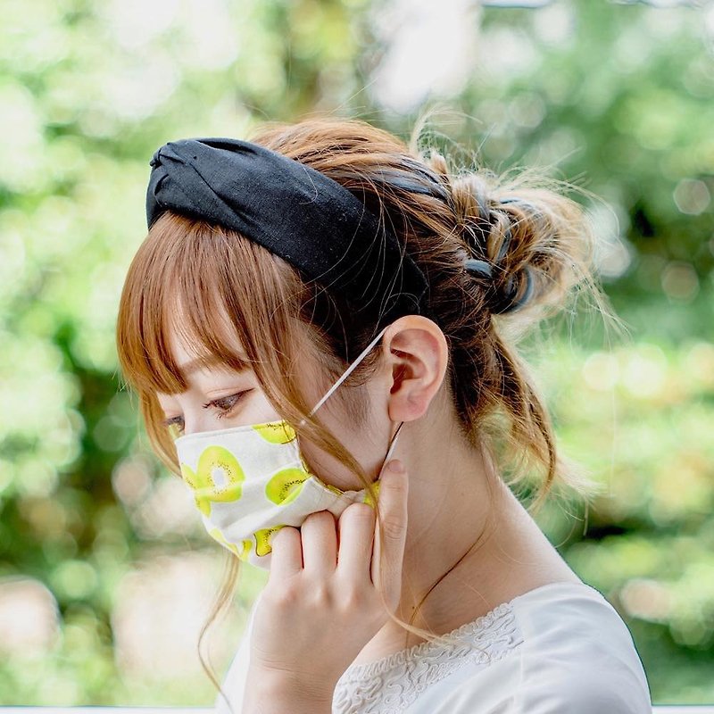 Handmade cotton mask | Kiwi Off-white | Japanese comfortable gauze | Adult Size - Face Masks - Cotton & Hemp White
