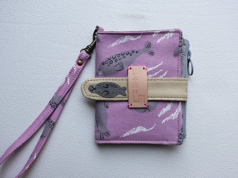 *Creamy Fruit Sandwich of Rhapsody with Berry and Rose Cloth Short Clip/Middle Short Clip* - Wallets - Cotton & Hemp Pink