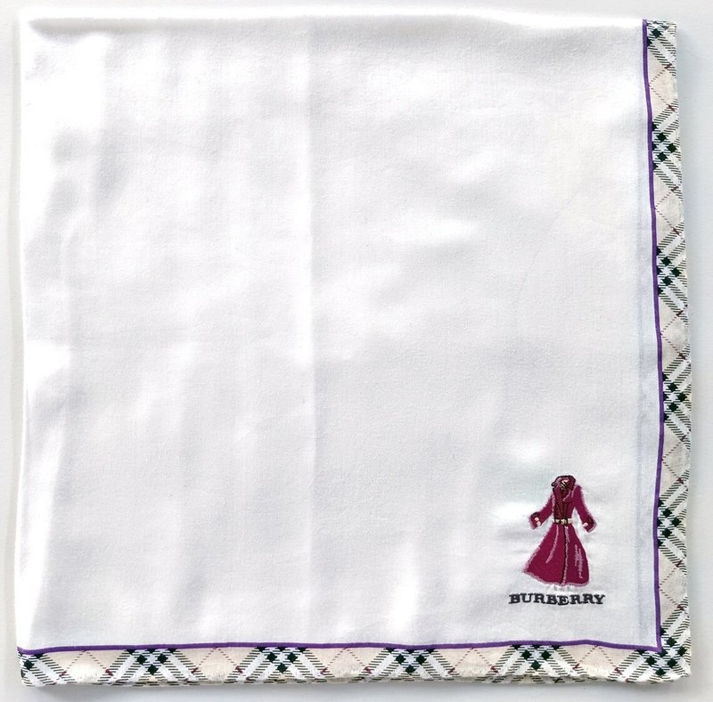 Burberry Vintage Handkerchief Purple Overcoat 23 x 22.5 inches - 手帕 - 棉．麻 卡其色