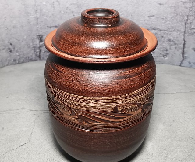 Pottery large cooking pot 2500ml Handmade casserole with lid - Shop Red  Stone Pots & Pans - Pinkoi