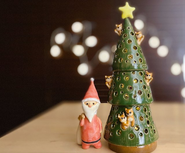 陶器 クリスマスツリー ハンドメイド - 置物