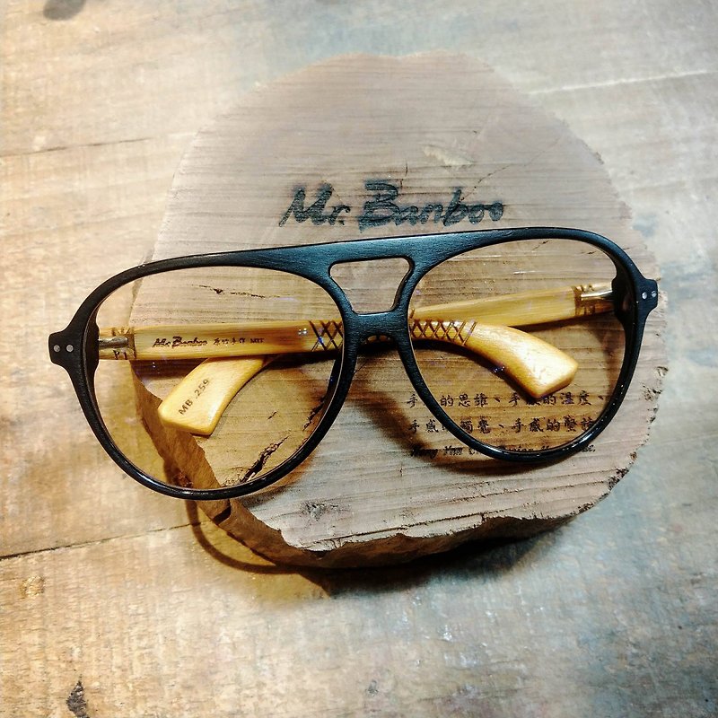 Boss blessed the Taiwan handmade glasses [Extra large shadow of the scales] series of exclusive patented action art and then big head can wear - Glasses & Frames - Bamboo Black