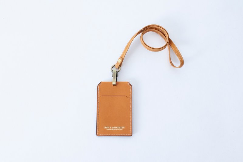 Double bevel identification card | leather custom | custom typing | ID holder | with lanyard | - ID & Badge Holders - Genuine Leather 