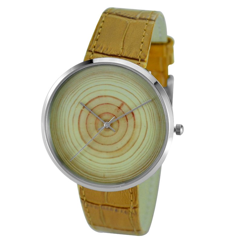 年輪時計の大きな衣装、ニュートラルなデザイン、世界中に送料無料 - 腕時計 ユニセックス - ステンレススチール ブラウン