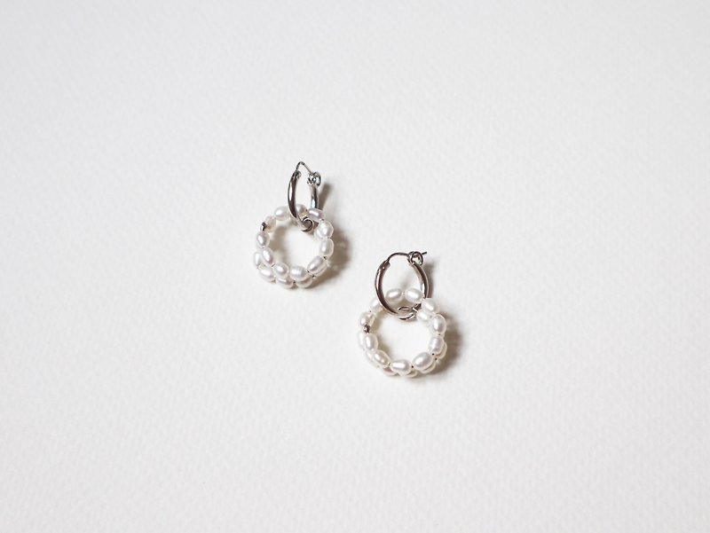 Spiral Pearl Earrings in Rhodiam plated - Earrings & Clip-ons - Sterling Silver 