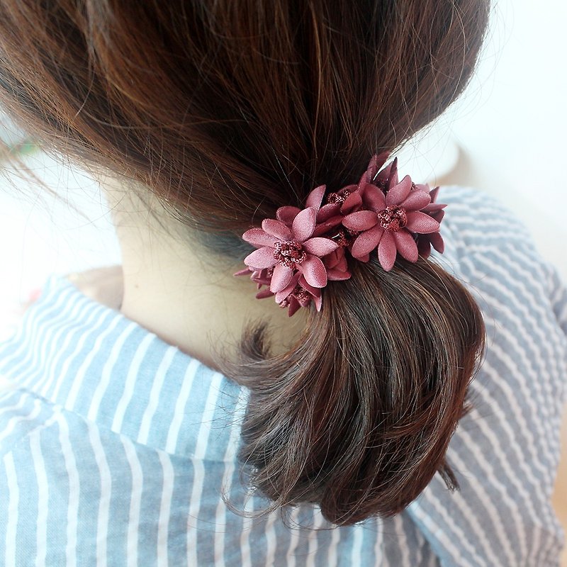 Burgundy Flower Romantic Hair Scrunchie floral scrunchie hair scrunchie  - Hair Accessories - Other Materials Red