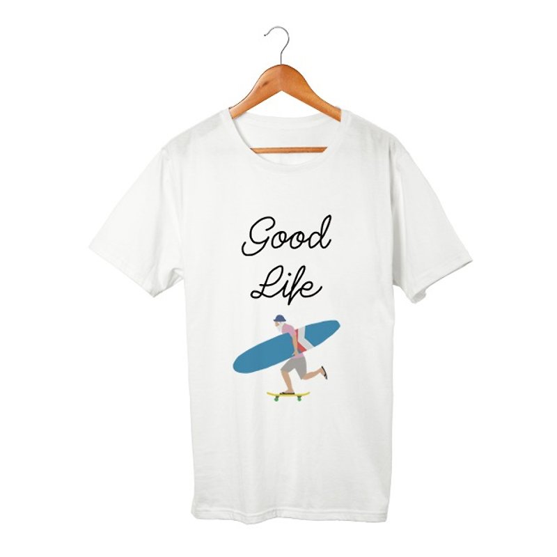 Good Life T-shirt - เสื้อยืดผู้ชาย - ผ้าฝ้าย/ผ้าลินิน ขาว