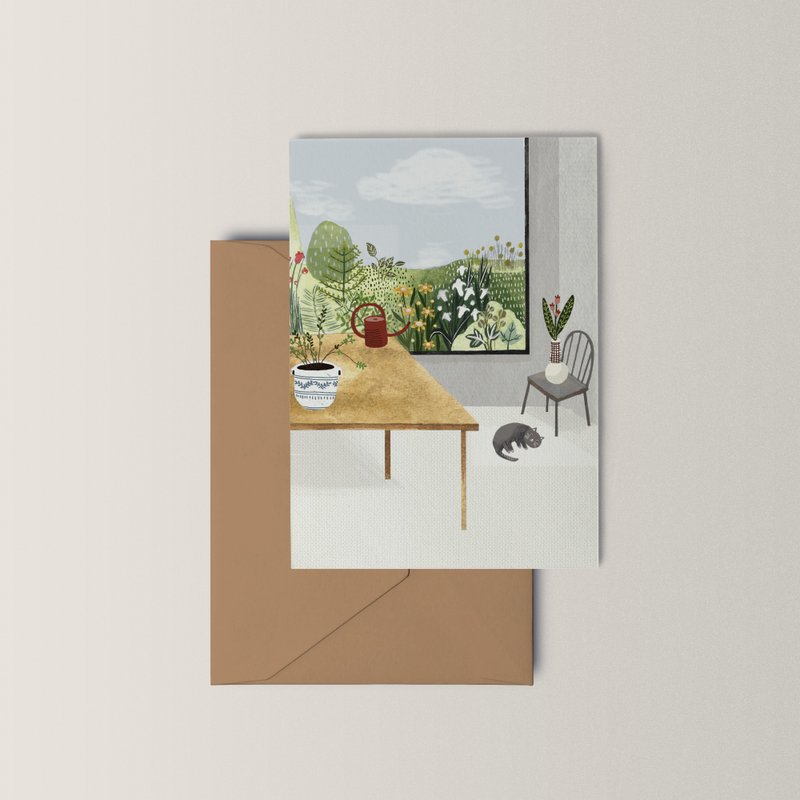 by the window a6 postcard - 卡片/明信片 - 紙 
