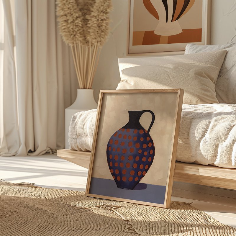 ポットのレッド点 / 静物画イラストポスター - ポスター・絵 - 紙 