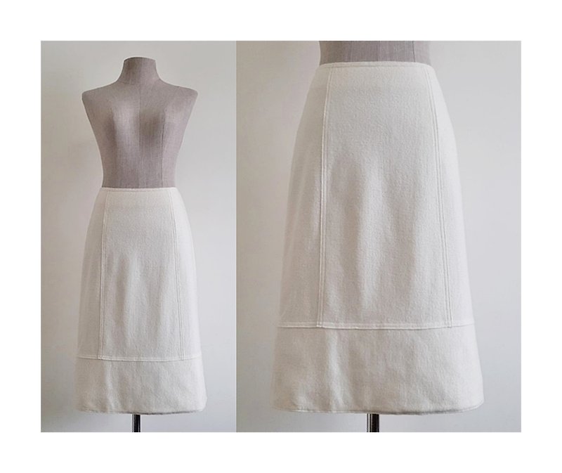 ANNE KLEIN II Vintage Cream Wool A Line Skirt - 裙子/長裙 - 其他材質 
