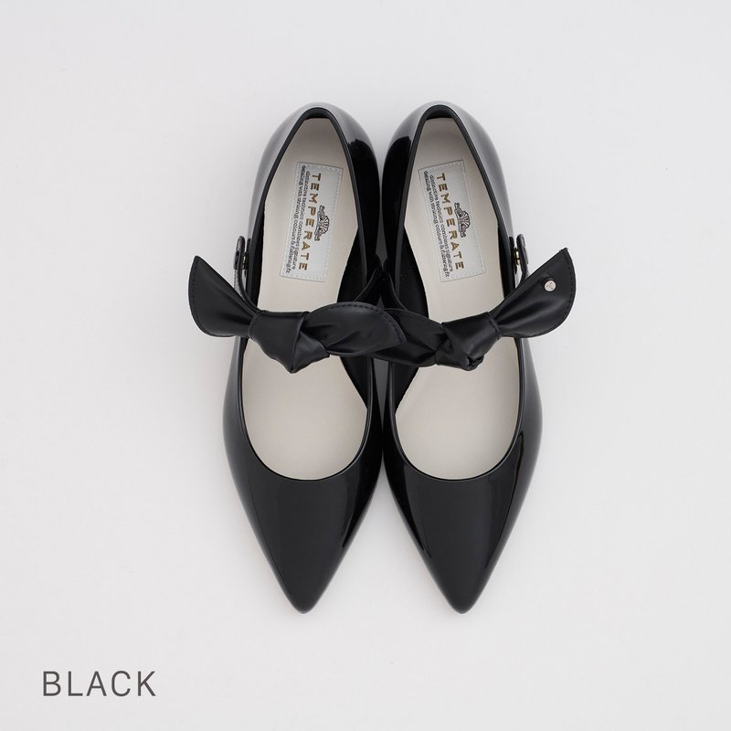 HELEN (BLACK) PVC POINTED TOE FLAT SHOES ポインテッドトゥ パンプス - 雨鞋/防水鞋 - 防水材質 黑色