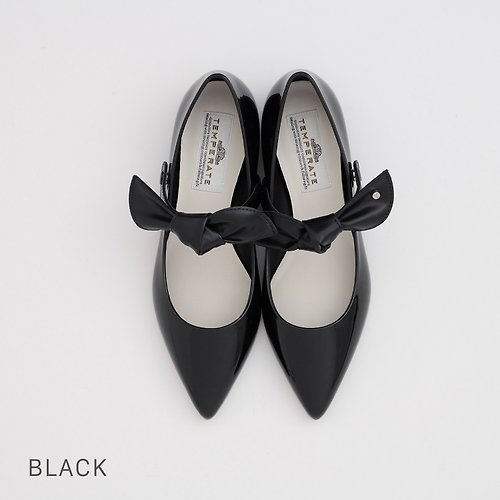 temperate HELEN (BLACK) PVC POINTED TOE FLAT SHOES ポインテッドトゥ パンプス
