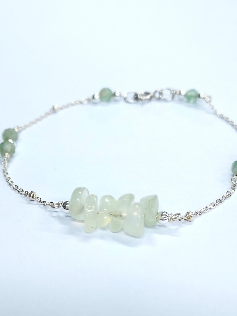 魅力/姻緣/希望之石/綠葡萄/綠草莓晶/碎石/切面珠/S925純銀手鍊 - 手鍊/手環 - 其他金屬 白色