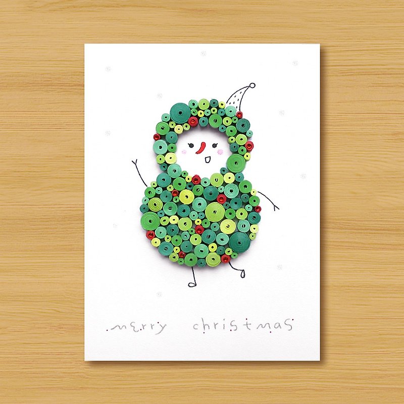 (2 styles to choose from) Handmade Rolled Paper Cards_ Cute and Magical Little Christmas-Snowman, Christmas Tree
