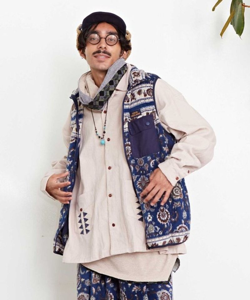 [Popular Pre-order] Neutral Polar Fleece Kilim Folk Print Warm Vest (3 Colors) JSU-4302 - Women's Vests - Other Materials Multicolor