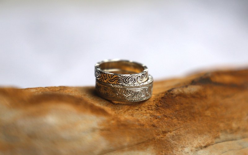 Hand engrave ring - 戒指 - 銀 