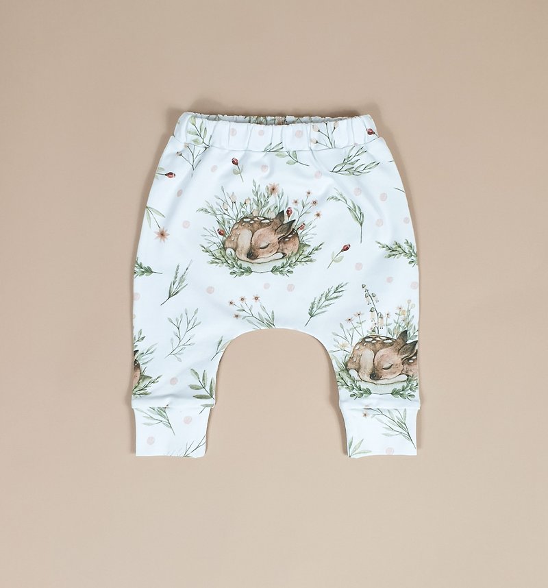 Deer baby pants, baby pants, baby girl pantst, baby leggings, baby boy pants - 男/女童長褲/短褲 - 棉．麻 多色