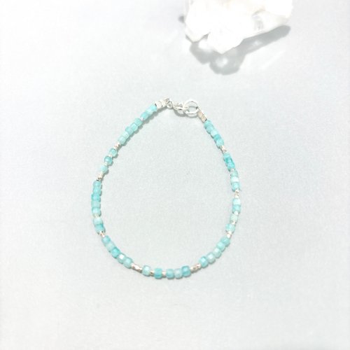 Ops手工飾品設計 Ops Amazonite Silver Bracelet- 天河石/湖水藍/純銀/方糖/手鍊