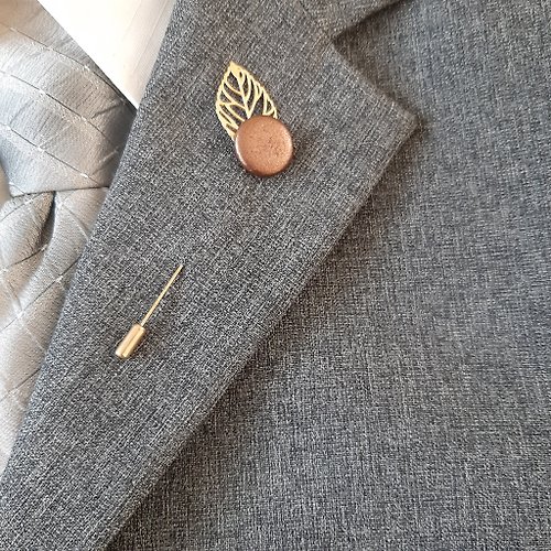 Leather Novel Brown men's lapel pin Leather gifts for him 3rd anniversary Small boutonniere