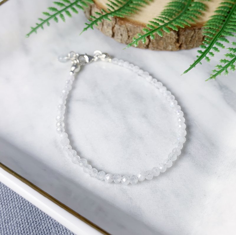 Pure silver natural stone elegant series _ moonstone _ June birthstone - Bracelets - Semi-Precious Stones White