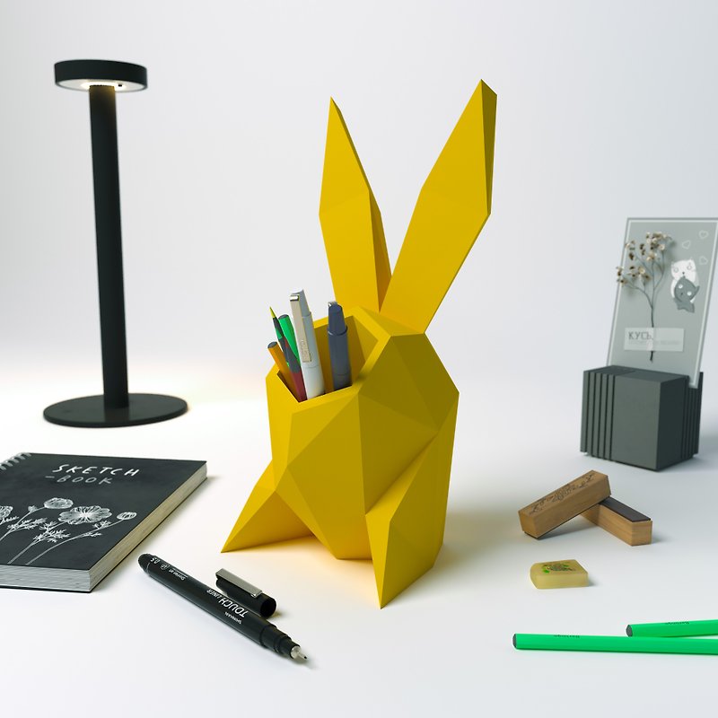 Rabbit, desktop pencil and pen holder. Digital pdf instructions! - คอร์สงานฝีมือ/หนังสือคู่มือ - วัสดุอื่นๆ 