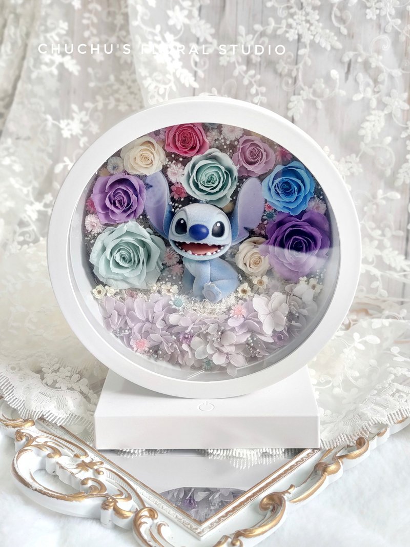 Preserved flower dried flower preserved flower night light touch night light Stitch Stitch night light customized - ช่อดอกไม้แห้ง - พืช/ดอกไม้ 