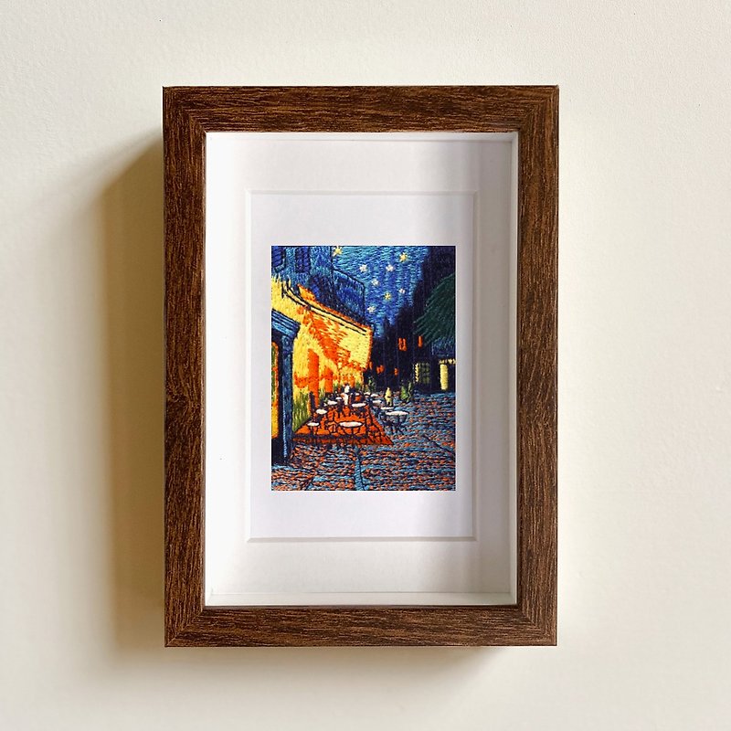 Simulation embroidery Van Gogh [Night open-air cafe] famous paintings / photo frames / ornaments / gift boxes