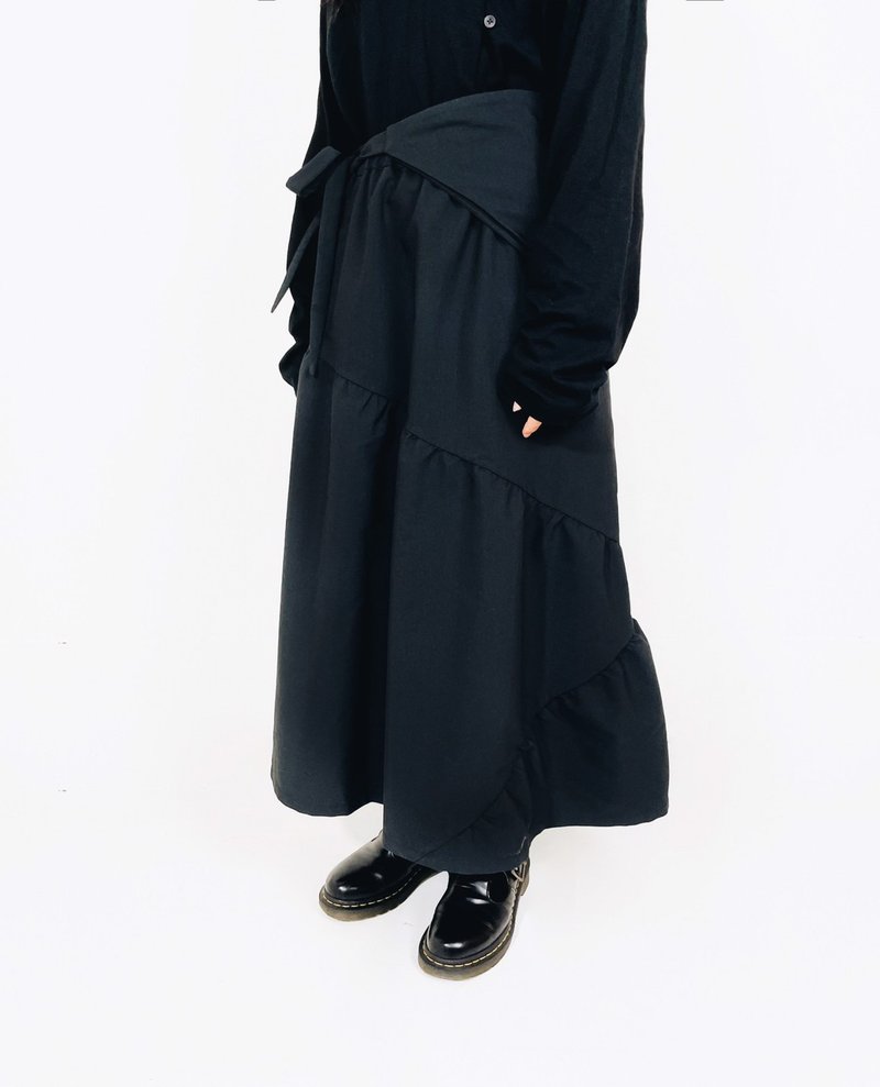 恣意 可攜式背包平織裙 Organic Cotton & Recycle - 裙子/長裙 - 棉．麻 黑色